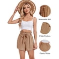 thumbnail image 2 of Hanerdun Womens Shorts with Pockets High Waist Belted Bottoms Summer Casual Shorts Brown 2XL, 2 of 5