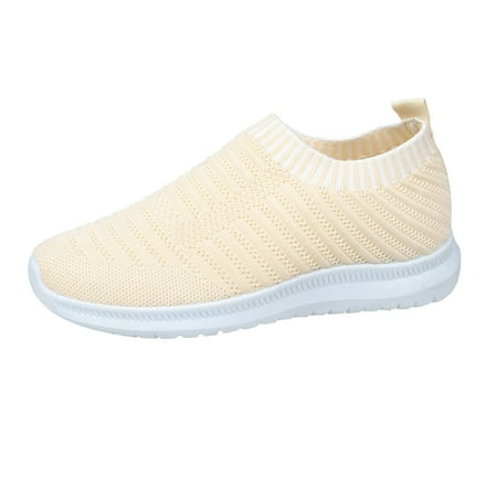

TOYFUNNY Womens Flyknit Mesh Sleeve Breathable Soft Sole Running Sneakers