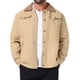 thumbnail image 1 of Abrigo de invierno INSPIRE CHIC para hombres, con cuello, botones en la parte delantera, forro de felpa, bolsillos, chaqueta de camionero, talla M, color caqui claro, 1 of 6
