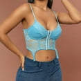 thumbnail image 5 of XFLWAM Lace Corset Top V Neck Elastic Straps for Party Streetwear Going Out Party Corset Tops for Women Bustier Light Blue L, 5 of 6