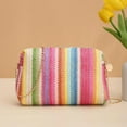 thumbnail image 3 of Colorful Straw Bag Women Woven Beach Bags Rainbow Pattern Shoulder Bag Spring Summer Purse, 3 of 5