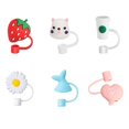 thumbnail image 1 of 6pcs Cartoon Shape Straw Tips Cover,silicone Straw Plug, 1 of 5