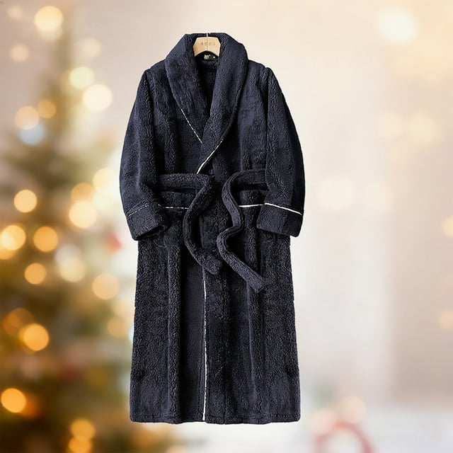 Winter Loungewear Robe for Men Soft Double Layer Bathrobe with Cozy Comfort and Relaxed Fit for Everyday Home Wear