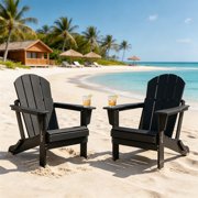 FADINGFREE Outdoor Folding Adirondack Chair, All-Weather & Space-Saving HDPE Chair for Patio, Poolside, Deck & Graden, Black