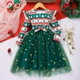 thumbnail image 2 of KaLI_Store Girl's Dresses Fall Winter Long Sleeve Ruffle Lace Holiday Party Dress Green,Size 2-3 T, 2 of 5