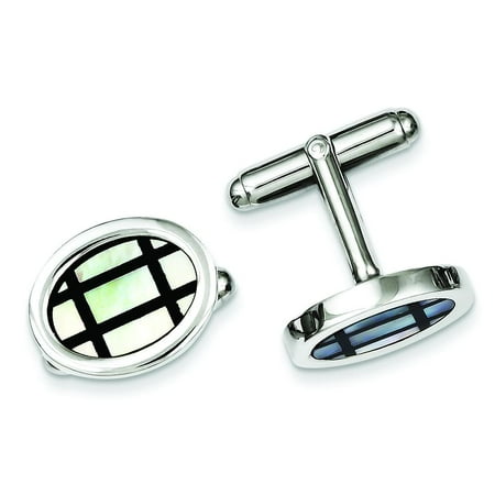 Sterling Silver Mother of Pearl Oval Cuff Links