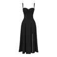 thumbnail image 5 of Corset Femme Robe Longue Ligne A Col Carré Sans Manches Fluide Bretelles Froncées Robe de Sortie Robe d'Été, 5 of 5