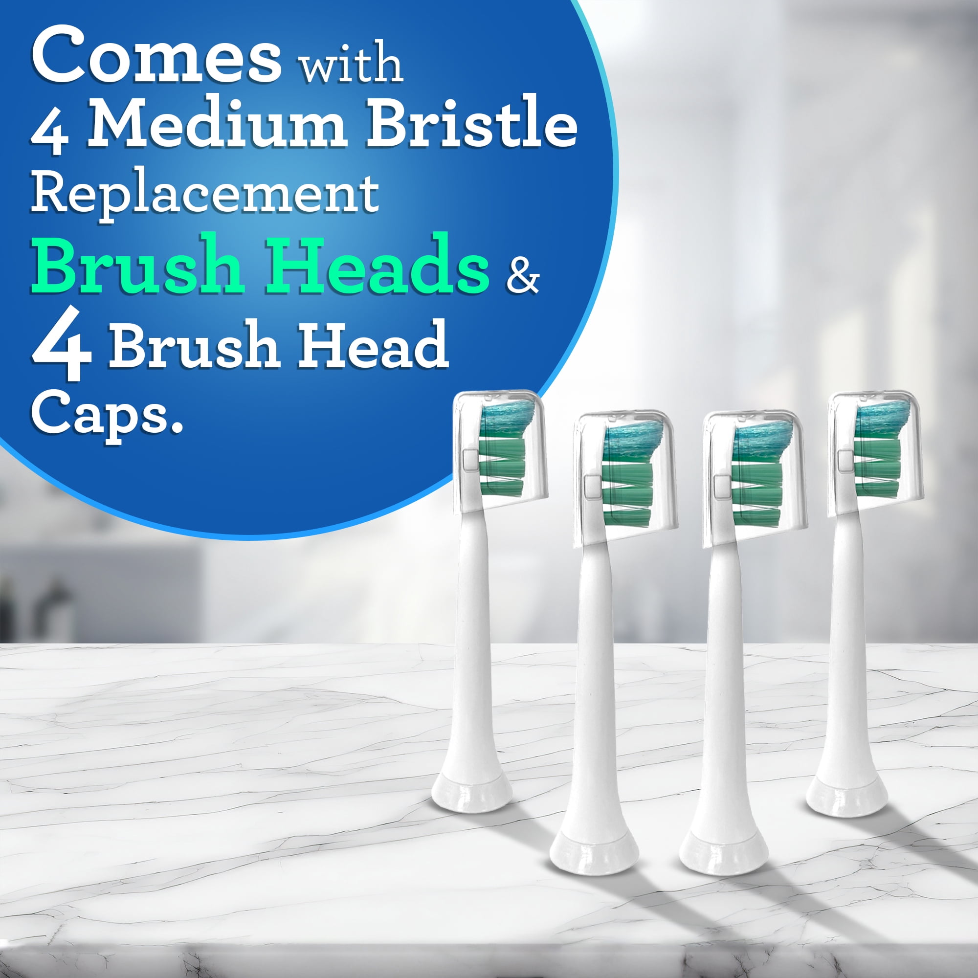 Equate Advanced Clean Electric Toothbrush Replacement Heads, White, 4 Count