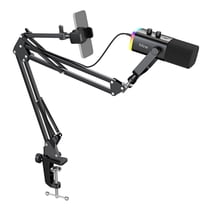 FIFINE AM8 Dynamic Microphone with Boom Arm Stand, USB XLR Gaming Microphone Kit for PC Computer PS5 with RGB, Headphone Jack, Phone Holder AM8T NEO