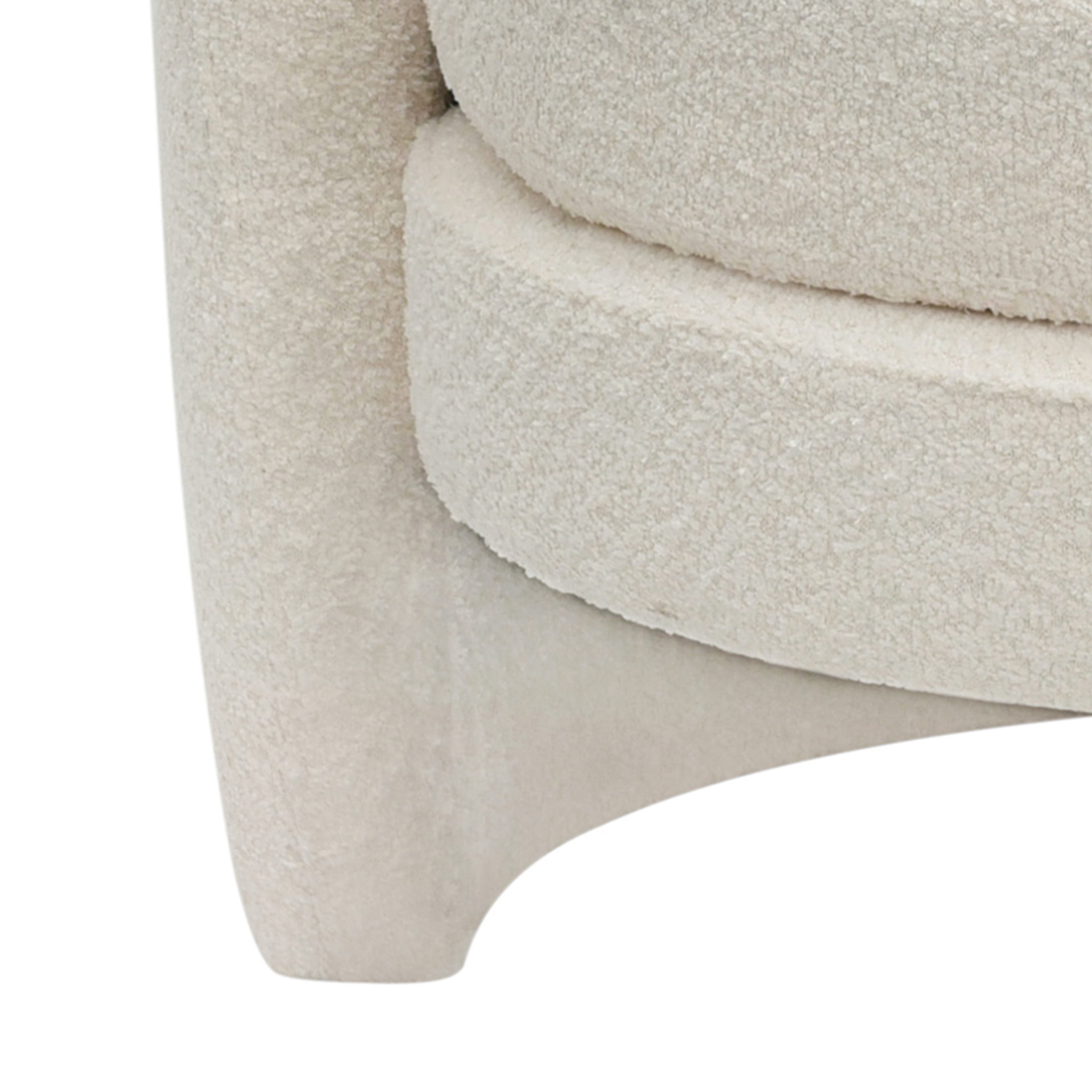 Ezra Luxurious Curved Back Boucle Upholstered Accent Chair, Ivory