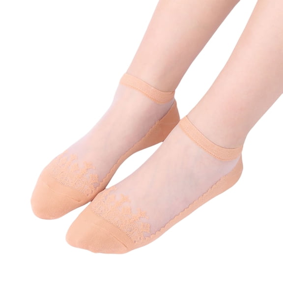 CUZIBR Wool Socks For Women Lace Rose Pattern Ankle Socks Low Cut No Show Hollow Ruffle Non Boat Sock Soft Casual Breathable Socks,Orange,One Size