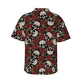 thumbnail image 3 of Daiia Red Rose Skull Hawaiian Shirt for Men Gentle Cotton Regular Short Sleeve Casual-3X-Large, 3 of 9