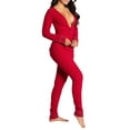 thumbnail image 2 of Qiylii Women's Sleeping Romper Long Sleeve Deep V-Neck Printed Christmas Pajamas, 2 of 3