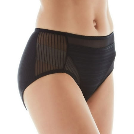 

Women s Rhonda Shear 3903 Striped Mesh Detail Brief Panty (Black L)