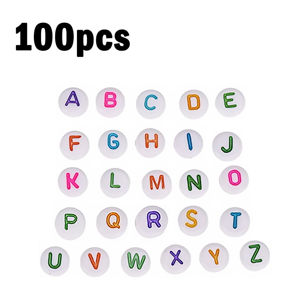 Alphabet Letters Beads Round Acrylic Loose Spacer Jewelry Making Color Craftbead 