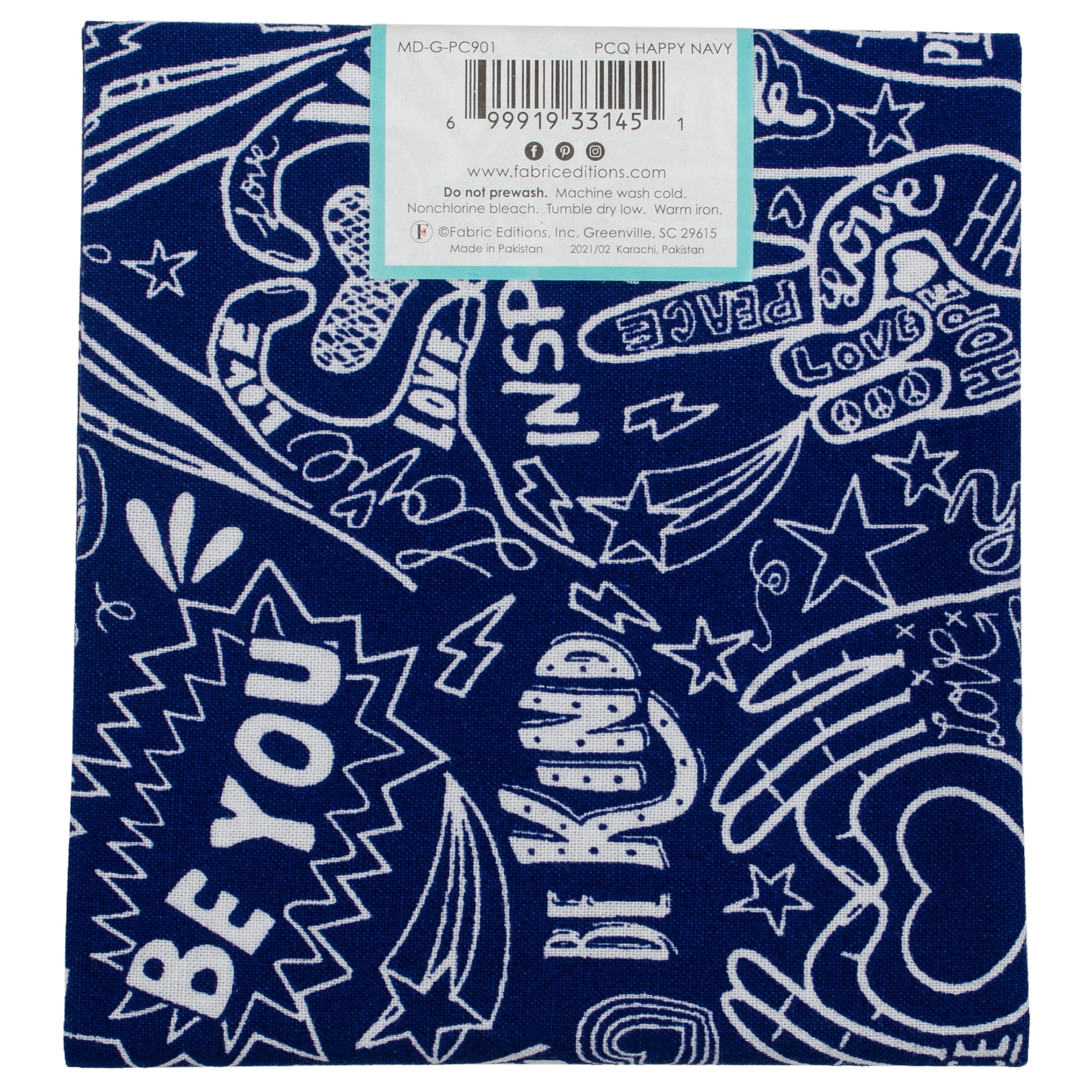 Create It 18"x21" Cotton Happy Precut Sewing & Craft Fabric, Blue 10 Pieces