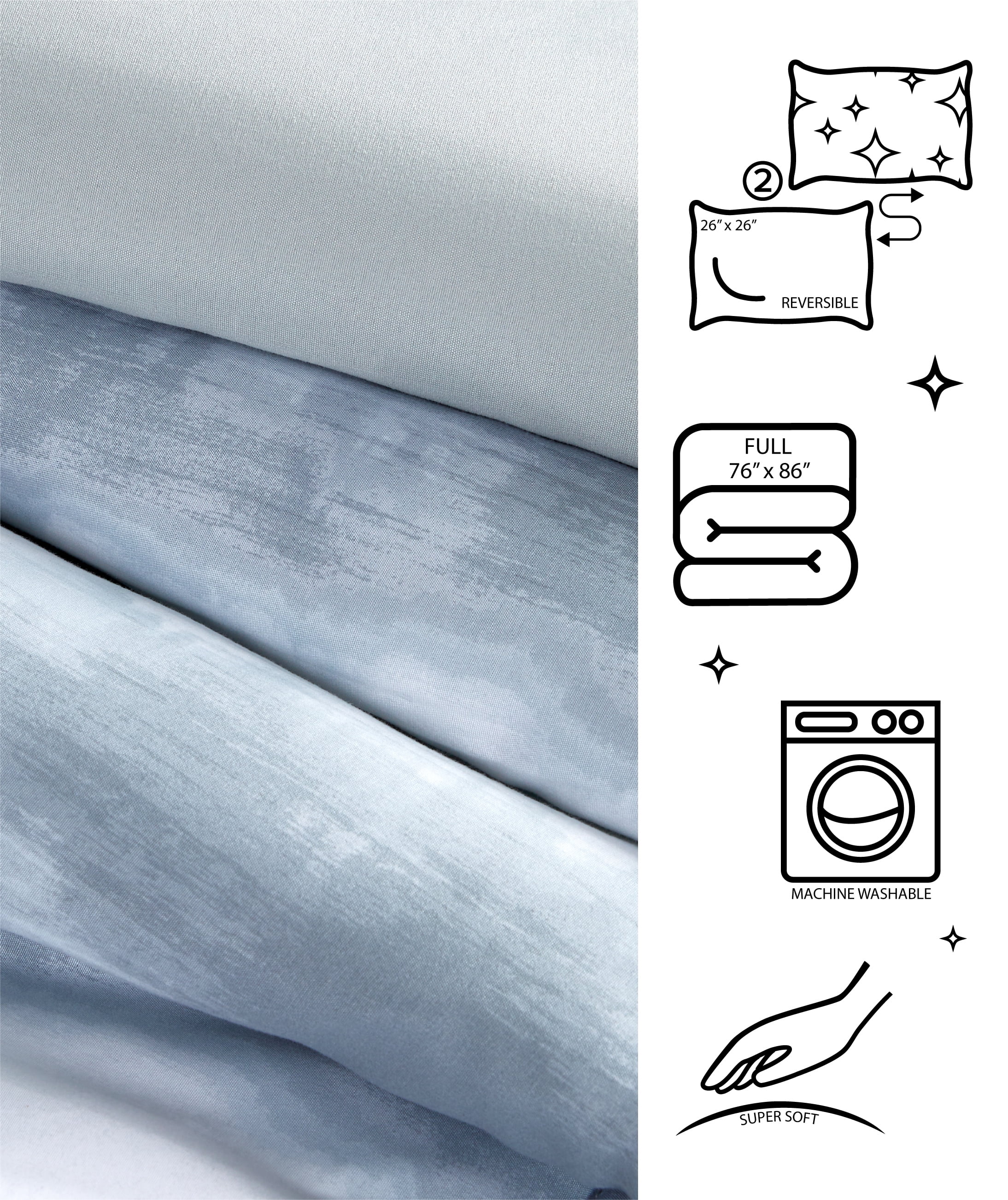 Urban Shop Tie Dye Grey 3 Piece Comforter Set Full