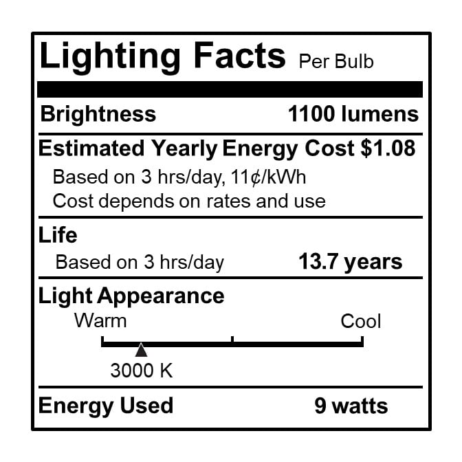 Bulbrite Pack of (2) 9 Watt Dimmable Clear Filament A19 Medium (E26) LED Light Bulb - 1100 Lumens, 3000K, and 90 CRI