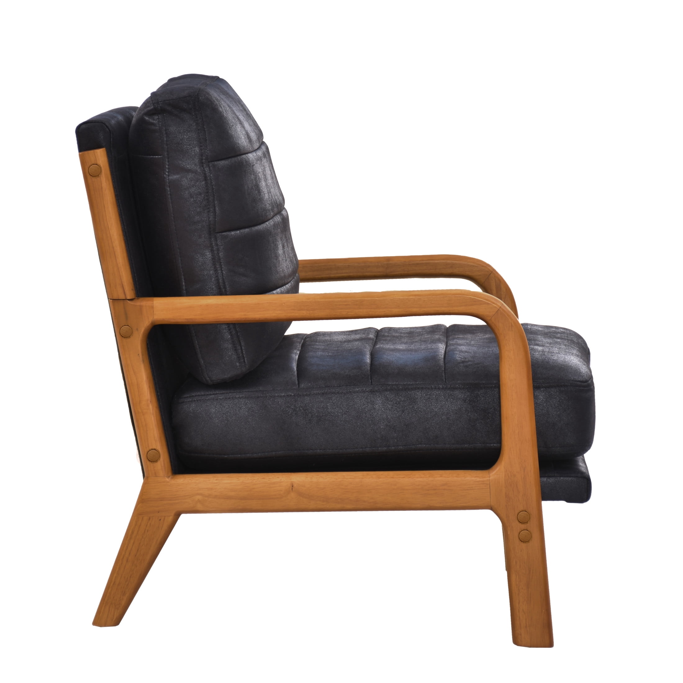 Noble House Mid-Century Modern Foil Fabric Upholstered Accent Chair, Solid Wood Frame, Black