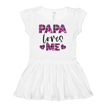 

Inktastic My Papa Loves Me Hearts in Pink Plaid Gift Baby Girl Dress
