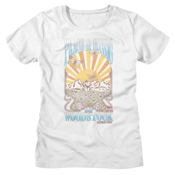 Woodstock Peace And Music Landscape White Women's T-Shirt 2Xl