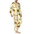 thumbnail image 3 of Kll Watercolor Bee Honey Honeycomb Bee Sleepwear Mens Flannel Pajamas,Long Cotton Pj Set, 3 of 9