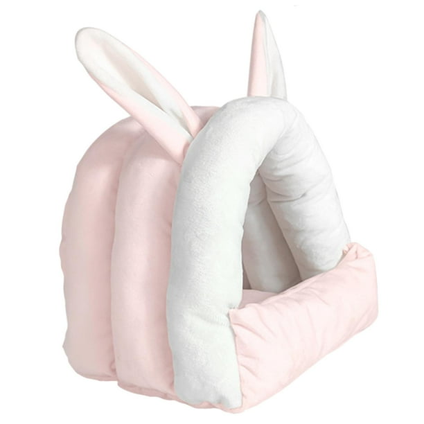 Casa de cama para conejos, jaula suave, accesorios, acogedora casa de cama para cobayas, casa para mascotas pequeñas rosa