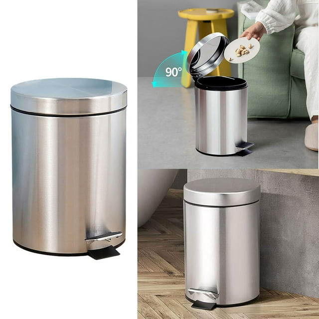 Household Pedal Operated Covered Stainless Steel Mini Can With Inner Bucket For Elegant Space Organization Grease Remover Kitchen Cabinets Blah Cleaning Products Water Mark Remover from Crawl Space