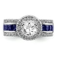 thumbnail image 4 of Diamond2Deal 925 Sterling Silver Cubic Zirconia and Sapphire Engagement Ring Size 6 for Women, 4 of 8