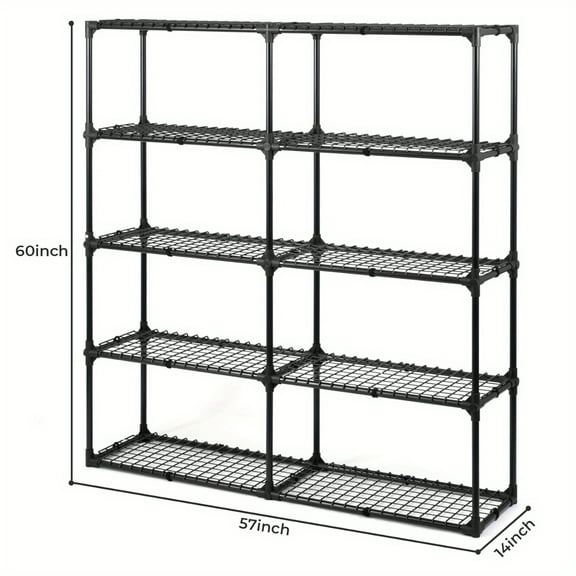 2-Pack 5-Tier Metal Shelving Unit, 29"x14"x60", Adjustable Steel Storage Shelves for Garage, Pantry, Basement - Black