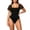 Black, variant on Square Neck Bodysuit for Women Tummy Control Body Shaper See Through Short Sleeve Body Suits Seamless High Cut Leg Shapewear White