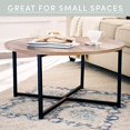 thumbnail image 2 of Essentiels Ménagers Table Basse Ronde Jamestown Grain de Bois Rustique et Métal Noir 31.5 x 31.5, Taupe, 2 of 5