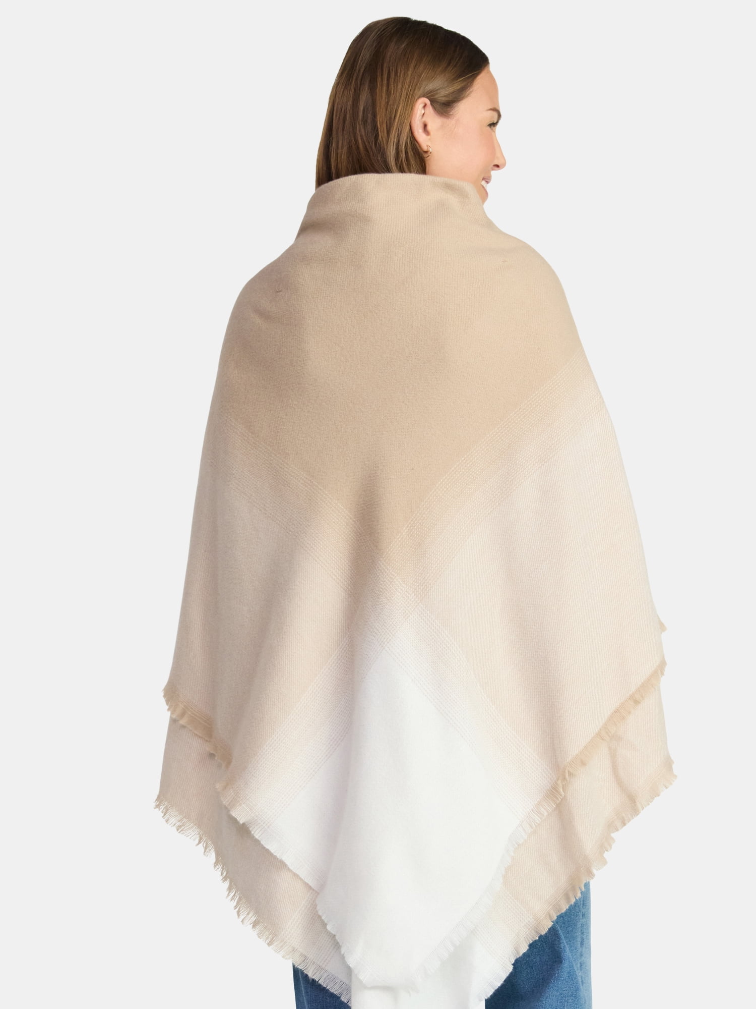 Time and Tru Women's Gradient Weave Toggle Poncho, Tan, Sizes S/M-L/XL