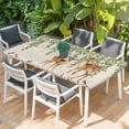 thumbnail image 2 of Botanical Table Cloths for 5 Foot Rectangle Tables, Spring Leaves Flowers Deers Birds Country Biege Patio Waterproof Elastic Fitted Tablecloths, Washable Rectangular Table Cover for Camping, 2 of 8
