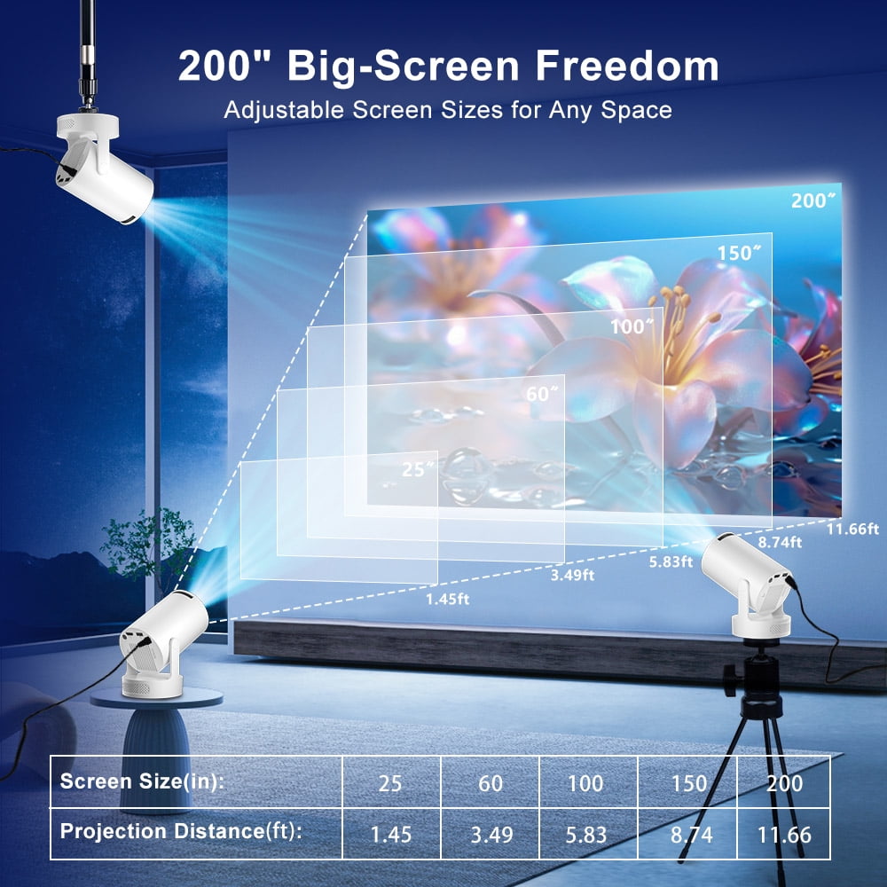 Salange Mini Projector 4K with Wifi and Bluetooth 5.4,1080P HD Smart Projector,Short Throw and Built-in Apps,Auto Keystone for Movies [HY300Ultra 2026]