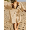 thumbnail image 5 of SLADYGLO Women Crew Neck Half Sleeve Front Pockets Open V Back Rompers, 5 of 5