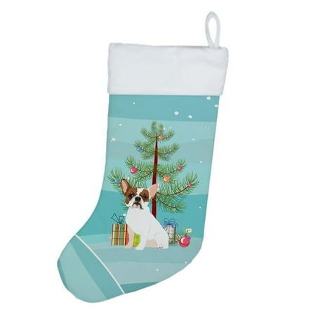 French Bulldog White #2 Christmas Christmas Stocking 13.5 in x 18 in