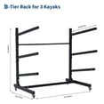 thumbnail image 2 of TacleeKii 3 Tier Freestanding Kayak Storage Rack with Wheels, Adjustable Kayak Racks for Garage and Outdoor, Kayak Stands for Canoes, Kayaks, SUP and Surfboards, 2 of 10