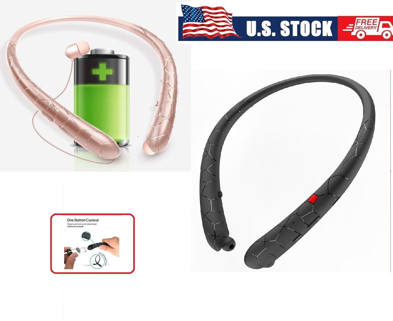 Mpow Sweatproof Retractable Headset Wireless Headphone Bluetooth Earbud Mic IPX5 Gym WorkoutNeckband HD Stereo Bluetooth 4.1 Earphones