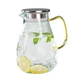 thumbnail image 2 of Thickened Glass Beverage Pitcher with Stainless Steel Lid, Large Capacity Clear Glass Water Jug for Home Kitchen Office Party Drinks, 51oz, 2 of 5