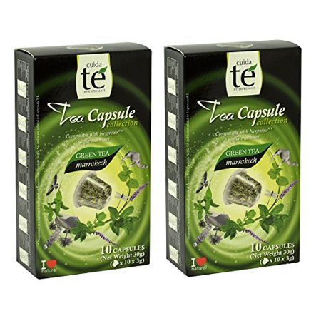20 Nespresso Compatible Tea Pods - Marrakech Green Tea  2 Boxes - 10 Pods / Box