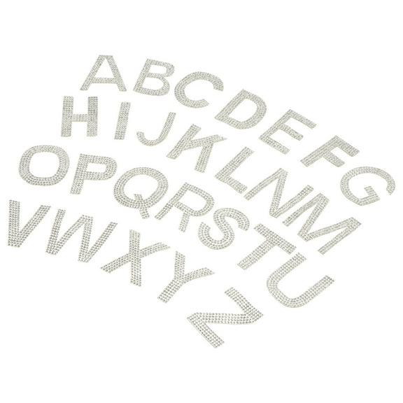 STRANDCHIC White Rhinestone Alphabet Applique Patches Set for Jeans Bags Embroidery Decorative Iron-On Craft