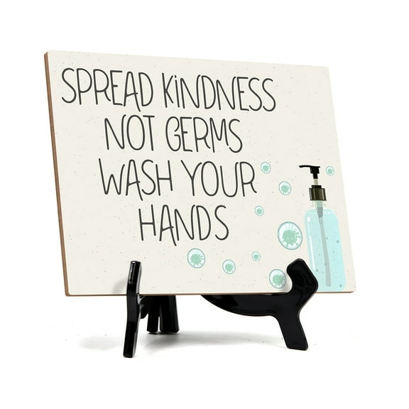 Signs ByLITA Spread Kindness Not Germs Wash Your Hands, Hygiene Sign, 6" x 8" (White)