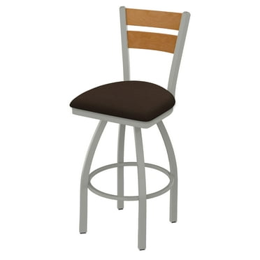 832 Thor 36" Swivel Extra Tall Bar Stool with Anodized Nickel Finish, Medium Back and Rein Coffee Seat