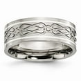 thumbnail image 1 of 8 mm Titanium & Sterling Silver Inlay Celtic Knot Flat Polished Band - Size 11.5, 1 of 1