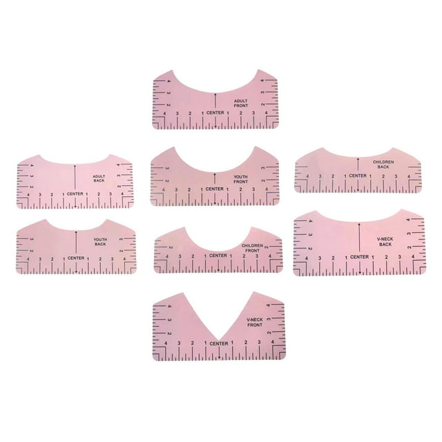 simhoa 8 Pieces T Shirt Ruler Guide Alignment Tool Making Tools Calibration Ruler Front Pink