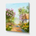 thumbnail image 3 of Designart ' Little House In The Blossoming Flowers Forest ' Lake House Canvas Wall Art Print, 3 of 4