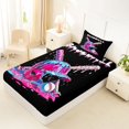 thumbnail image 4 of Castle Fairy Baseball Print Twin Sheets 3pcs, Ice Cream Drip Bedding, Pink Blue Black,1 Fitted Sheet, 1 Flat Sheet and 1 Pillowcase, 4 of 6