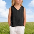 thumbnail image 2 of Fgnfyis Girls T Shirts Summer Sleeveless V-Neck Casual Beach Blend Comfortable Basic Tee for Kids Girls Tank Tops Black_002 7-8 Years, 2 of 4