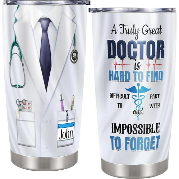 Personalized Doctor Tumbler Custom Name Truly Great Doctors Travel Mug Coffee Insulated Cup with Lid Stainless Steel 20oz Appreciation Week Gifts for Man Women Dr Mrs Mr Medical Assistant